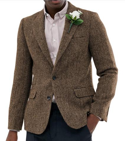 Herringbone Pattern Suit Fashion Green Spring Warm Business Blazer Prom Party Black Brown Waistcoat Tuxedo Jacket For Wedding ► Photo 1/6