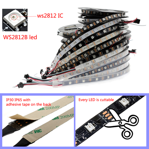 0.5/1/2/3/4/5m ws2812b LED pixel Light strip Addressable 30/60/144 /leds/m DC5V 5050 RGB IP30/65/67,matrix,Art-Net,MADRIX ► Photo 1/6