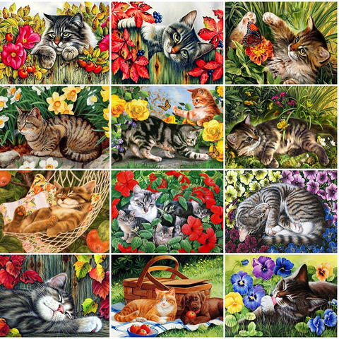 Evershine 5D DIY Diamond Embroidery Cat Cross Stitch Kit Diamond Painting Animal Mosaic Pictures Of Rhinestones Home Decor ► Photo 1/6