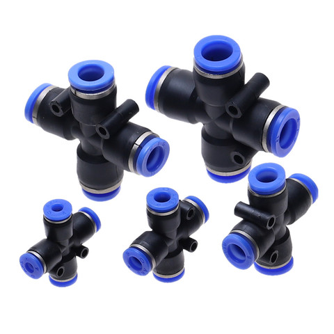 PZA 4 6 8 10 12mm Air Fitting 4-Way Cross Shaped Splitter Push in Pneumatic Tube Connector Quick Fittings ► Photo 1/6