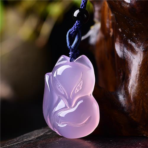 Natural Pink Agate Fox Pendant Beads Necklace Charm Jewellery Fashion Accessories Hand-Carved Man Woman Lucky Amulet Gifts ► Photo 1/4