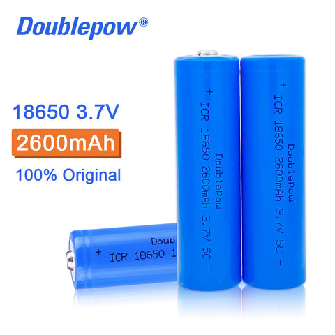 100%  new original  Doublepow  18650 battery 3.7v 2600mah 18650 rechargeable lithium battery for flashlight batteries ► Photo 1/5