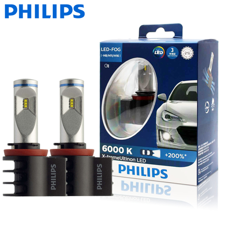 2X Philips X-treme Ultinon LED H8 H11 H16 6000K +200% more Bright Light Car Fog Lamps Genuine Original Bulbs 12834UNIX2 ► Photo 1/1