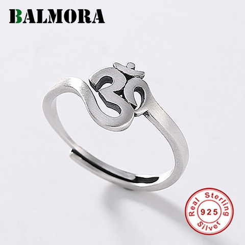 BALMORA 925 Sterling Silver Buddhism Scripture Open Stacking Rings for Women Men Vintage Statement Fashion Jewelry Anillos ► Photo 1/6