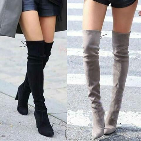 2022 Hot Over-the-Knee Boots Women Slim Knee-high Boots High Heels Winter Boots Women Long Boots Winter Shoes Suede Female Shoes ► Photo 1/6