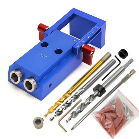 Aluminum Pocket Hole Jig Kit Wood Hole Saw 9.5mm Step Drill Bits 150mm PH2 Screwdriver Bit with Pocket Plugs Screws ► Photo 1/6