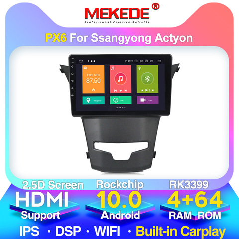 MEKEDE 1028x720 4G LTE 4G+64G Android 10.0 Car Multimedia Player For Ssangyong new Actyon 2014-2017 Car DVD GPS Navigation ► Photo 1/6