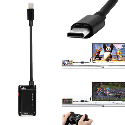 1pc Black USB-C Type C To HDMI Adapter USB 3.1 Cable For MHL Android Phone Tablet USB3.1 C To HDMI Adapter ► Photo 1/6