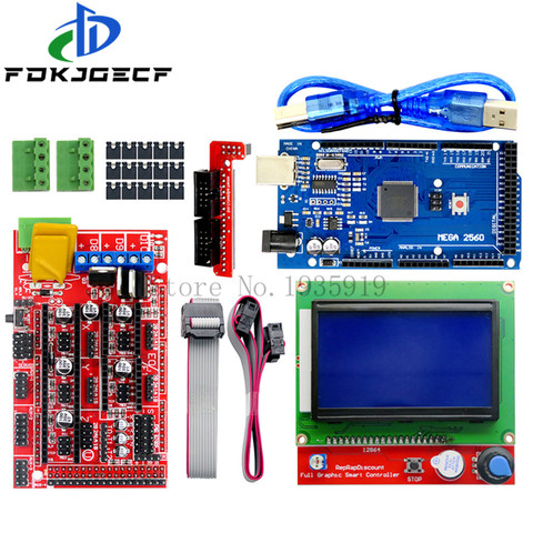 Mega 2560 R3 Mega2560 REV3 +RAMPS 1.4 Controller +RAMPS1.4 LCD 12864 LCD for 3D Printer kit ► Photo 1/1