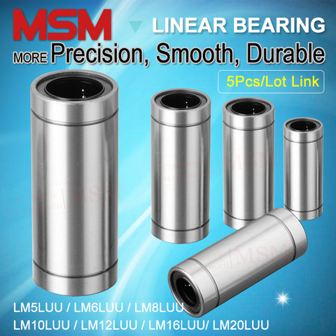 5pcs/lot MSM Long Linear Bearings LM5LUU LM6LUU LM8LUU LM10LUU LM12LUU LM16LUU LM20LUU Tandem Slide Bush mm 3D Printer CNC Parts ► Photo 1/3