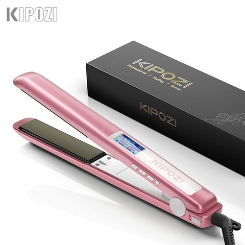 KIPOZI Hair Straightener Professional Hair Tool LCD Display 2 In 1 Hair Iron Dual Voltage Adjustbale Temperature Hair Curler ► Photo 1/6