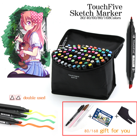 Touchfive Alcohol Based Markers 30/40/60/80/168 Color Art Markers Set Cheap  Sketch Marker Pen For Draw Manga Animation Suppliers