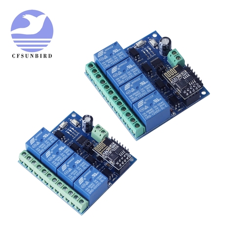 DC 5V12V ESP8266 Four Channel Relay Module & ESP-01 WIFI Module for Smart Home Intelligent Furniture 4 Channel WIFI Relay Module ► Photo 1/6