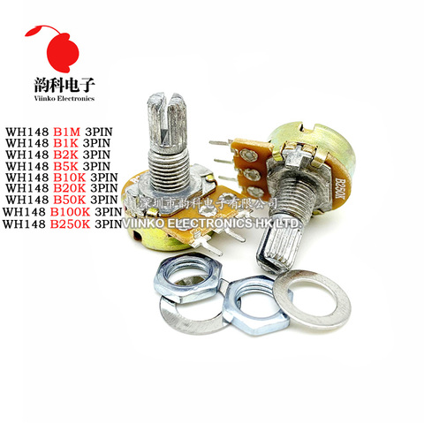 5pcs WH148 B1K B2K B5K B10K B20K B50K B100K B500K 3Pin 15mm Shaft Amplifier Dual Stereo Potentiometer 1K 2K 5K 10K 50K 100K 500K ► Photo 1/3