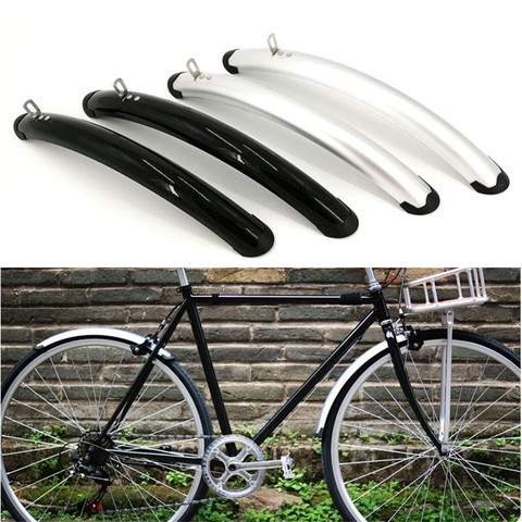 700C Road Bicycle Front Rear Fender Retro Bicycle Fixed Gear Bike  Fender Bicycle Practical Parts Silver Black ► Photo 1/6