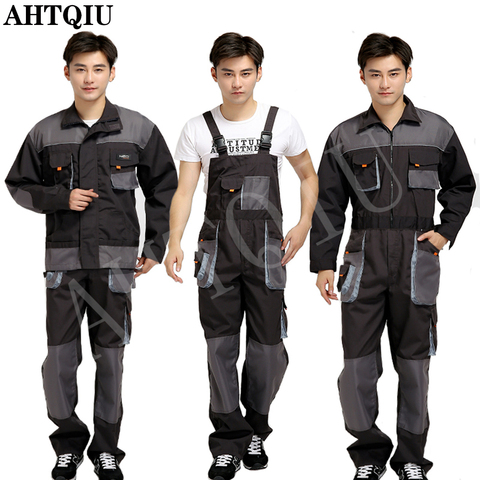New bib overalls men work coveralls protective repairman strap jumpsuits pants working uniforms plus size sleeveless coverall ► Photo 1/6