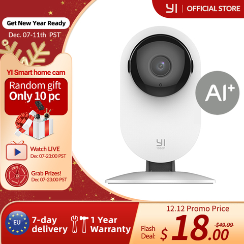 YI Home 1080p Camera 2.4G Wifi Indoor ip Camera AI Human detection Night vision Activity alerts Cameras for home/Cats/pets/Cloud ► Photo 1/6