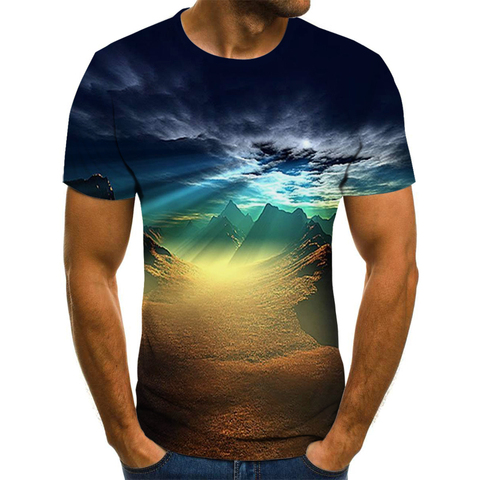 Natural theme men's T-shirt summer casual tops 3D printed T-shirt men's O-neck shirt fishing casual T-shirt plus size streetwear ► Photo 1/6