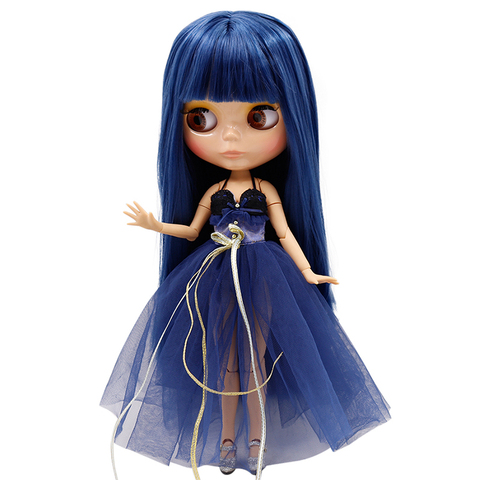 ICY DBS factory Blyth doll blue long straight hair tan skin joint body shiny face DIY SD gift toy ► Photo 1/6