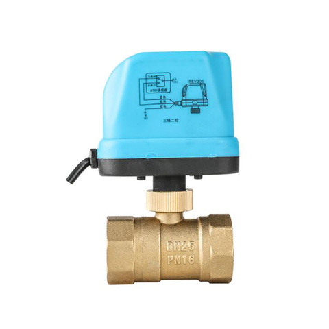 AC220V 2 Way Motorized Ball Valve DN15 DN20 DN25 DN32 DN40 DN50 Electric Control Valve for HVAC System, Three-wire Two-control ► Photo 1/5