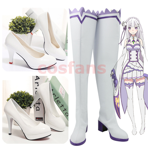 Anime Re Zero Kara Hajimeru Isekai Seikatsu Emilia Cosplay Shoes Boots Women Emilia Dress cosplay costumes For Halloween Party ► Photo 1/6