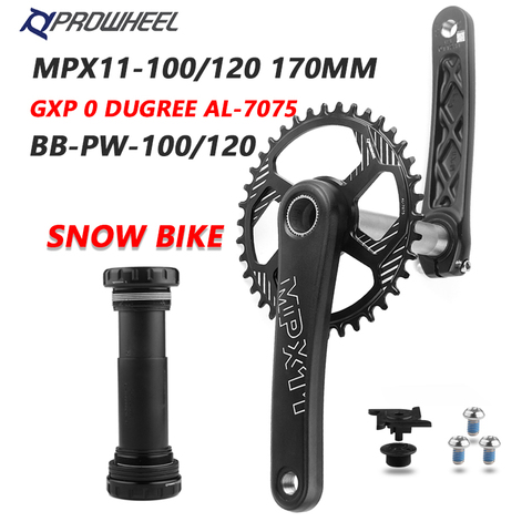 PROWHEEL Snow Bike Crank 170mm Sprocket 28/30/32T 34/36/38T GXP Chainrings with Bottom bracket BB 100/120mm Fat Bicycle Crankset ► Photo 1/6