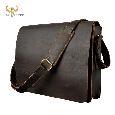 Men Leather Casual Design Messenger Shoulder Crossbody Bag Daily Bag Fashion Male Laptop bag University School Book Bag A063 ► Photo 1/6
