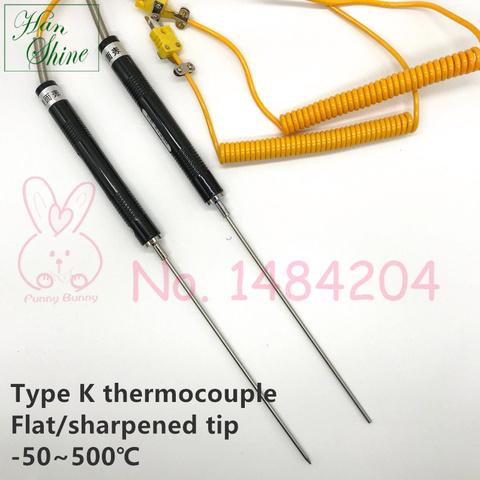 Type K Surface Thermocouple -50~500C  3mm * l 170mm Probe Flat Tip Sharpened Needle Tip Handheld Temperature Sensor ► Photo 1/6