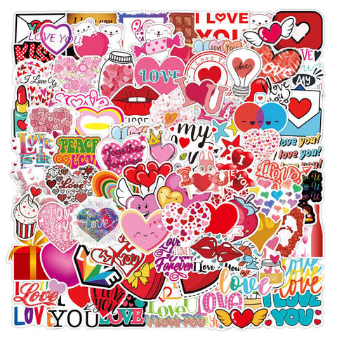 50/100pcs Valentine Stickers For Notebook Car Laptop Scrapbooking Material Adesivos Craft Supplies Vintage Pink Love Sticker ► Photo 1/6