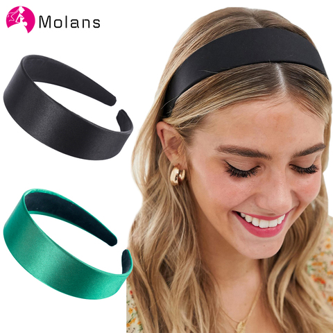 Molans New Solid Stain Headband Smooth Non-slip Wide Hair Hoops Elegant Candy Color Simple Women Hairbands Hair Accessories ► Photo 1/6