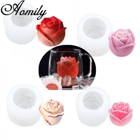 Aomily 3D Rose Silicone Ice Mold Whiskey Ice Ball Making Cake Molds Chocolate Fondant Mold Bakeware DIY Pastry Soap Mould ► Photo 1/6