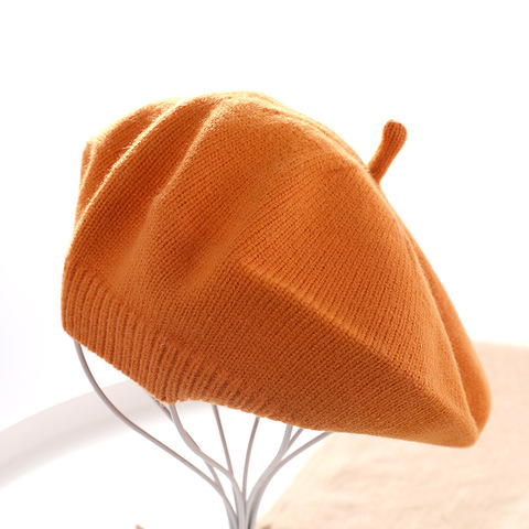 Soft Knitted French Beret Women Autumn  Winter  Female Solid Korean Knit Berets Version Painter Hat  Wholesale ► Photo 1/6