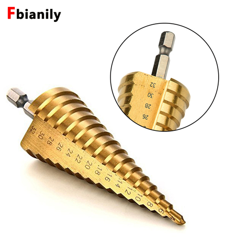 Hss step drill bit cone hole cutter Taper metric 4-32mm Step Cone Cutt Woodworking Wood Metal Drill Bit ► Photo 1/6