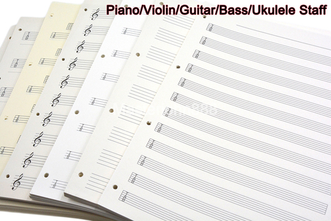 Music Piano Staff Note Violin Sheet Guitar/Bass/Ukulele Staff A4 File Binder Archives Holder Folder For Student Music Staff ► Photo 1/6
