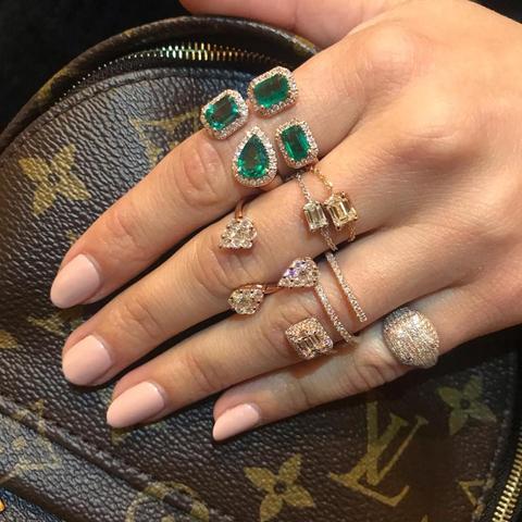 open cz ring rose gold color red blue green geometric cubic zirconia fashion women finger jewelry ► Photo 1/6
