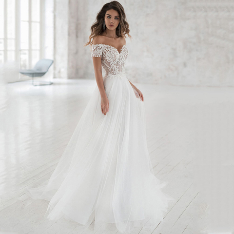 Smileven Wedding Dress Off The Shoulder Appliqued Bride Dresses A Line Elegant Lace Wedding Bridal Gowns 2022 ► Photo 1/3