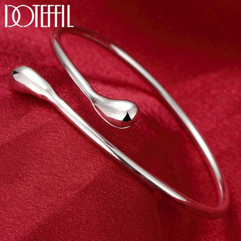 DOTEFFIL 925 Sterling Silver Water Drop Bracelet Filled Bangle Fashion Jewelry Women Love Valentine's Day Gift ► Photo 1/6