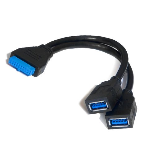 2 Port USB 3.0 Splitter Adapter USB Type A Female to 20 Pin Motherboard Header Extension Cable ► Photo 1/4