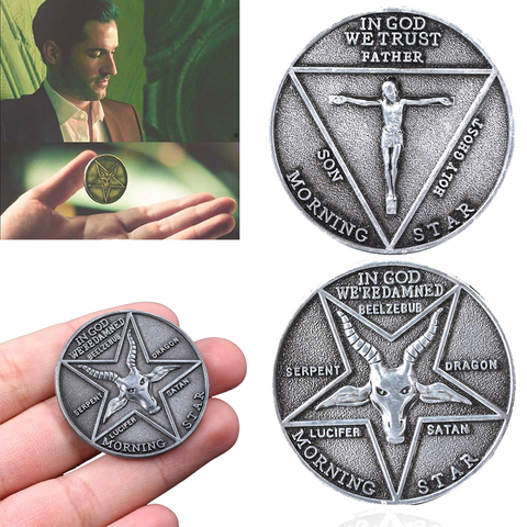 TV Show Lucifer Morningstar Satanic Pentecost Cosplay Coin Commemorative Coin Badge Halloween Metal Accessories Prop Coin ► Photo 1/6