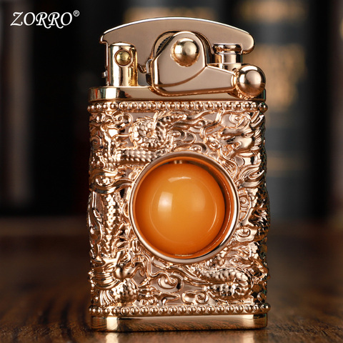 New Zorro kerosene lighter Rocker arm armor relief lighter lucky beads personalized creative smoking gift ► Photo 1/6