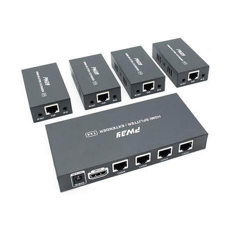 60m 3D 1080P 1x4 HDMI Extender/HDMI Splitter Over Ethernet RJ45 Cat5e Cat6 Cable Extender 1 TX & Extender 4 RX ► Photo 1/6