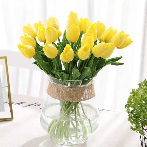 31Pcs/lot Tulips Artificial Flowers PU Calla Fake Flowers Real Touch Flowers for Wedding Decoration Home Party Decoration Favors ► Photo 1/6