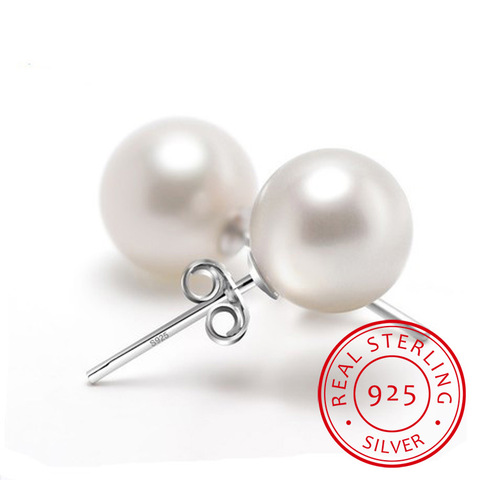 925 Sterling Silver 6mm/8mm/10mm Freshwater Cultured Pearl Button Ball Stud Earrings For Women As Best Gifts Jewerly ► Photo 1/6