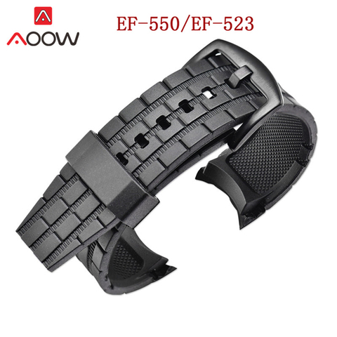 Rubber Resin Watchband for Casio Edifice EF-550 / EF523 Stainless Steel Buckle Men Sport Replace Bracelet Band Strap Accessories ► Photo 1/6