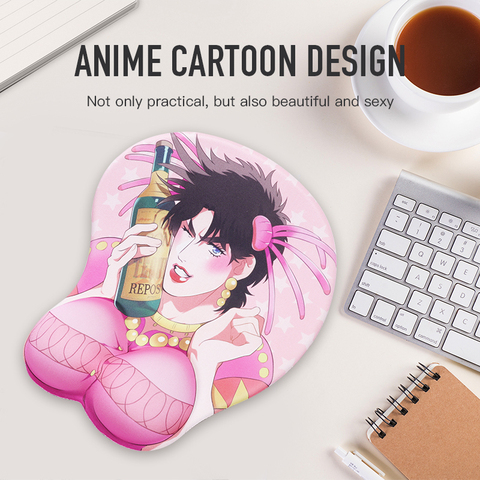 Sovawin JOJO Creative Cartoon Anime 3D Mouse Pad Sexy Chest Gel Silicone Mousepad With Wrist Rest Support Soft Breast Mat For PC ► Photo 1/6