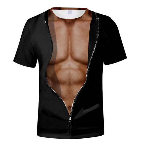 Men's 3D T-Shirt Bodybuilding Simulated Muscle Shirt Nude Skin Chest Muscle  3D Bodybuilding Simulated Muscle Shirt Nude Skin Chest Muscle Tee Shirt