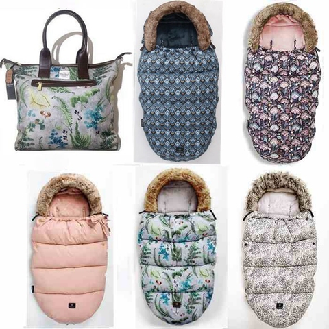 Baby Sleeping Bag baby footmuff with fake fur collar waterproof  stroller sleeping bag warmer ► Photo 1/6