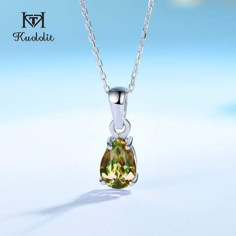 Kuololit Zultanite Gemstone Pendant For Women Solid 925 Sterling Silver Watedrop Necklace for Engagement Party Gifts No Chains ► Photo 1/6