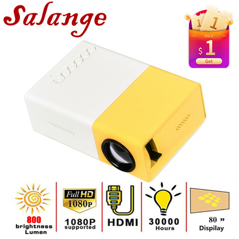 Salange YG300 Pro Projector LED 800 lumens 3.5mm Audio 320x240 Pixels HDMI USB Mini Projector Home Media Player ► Photo 1/6