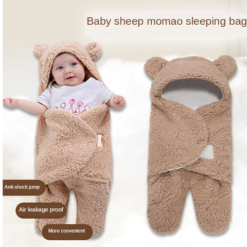 Baby Warm Swaddle Wrap Newborn Fleece Bedding Blanket Double Layer Sleeping Bag 